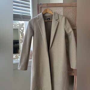Zara Taupe Wool Blend Coat